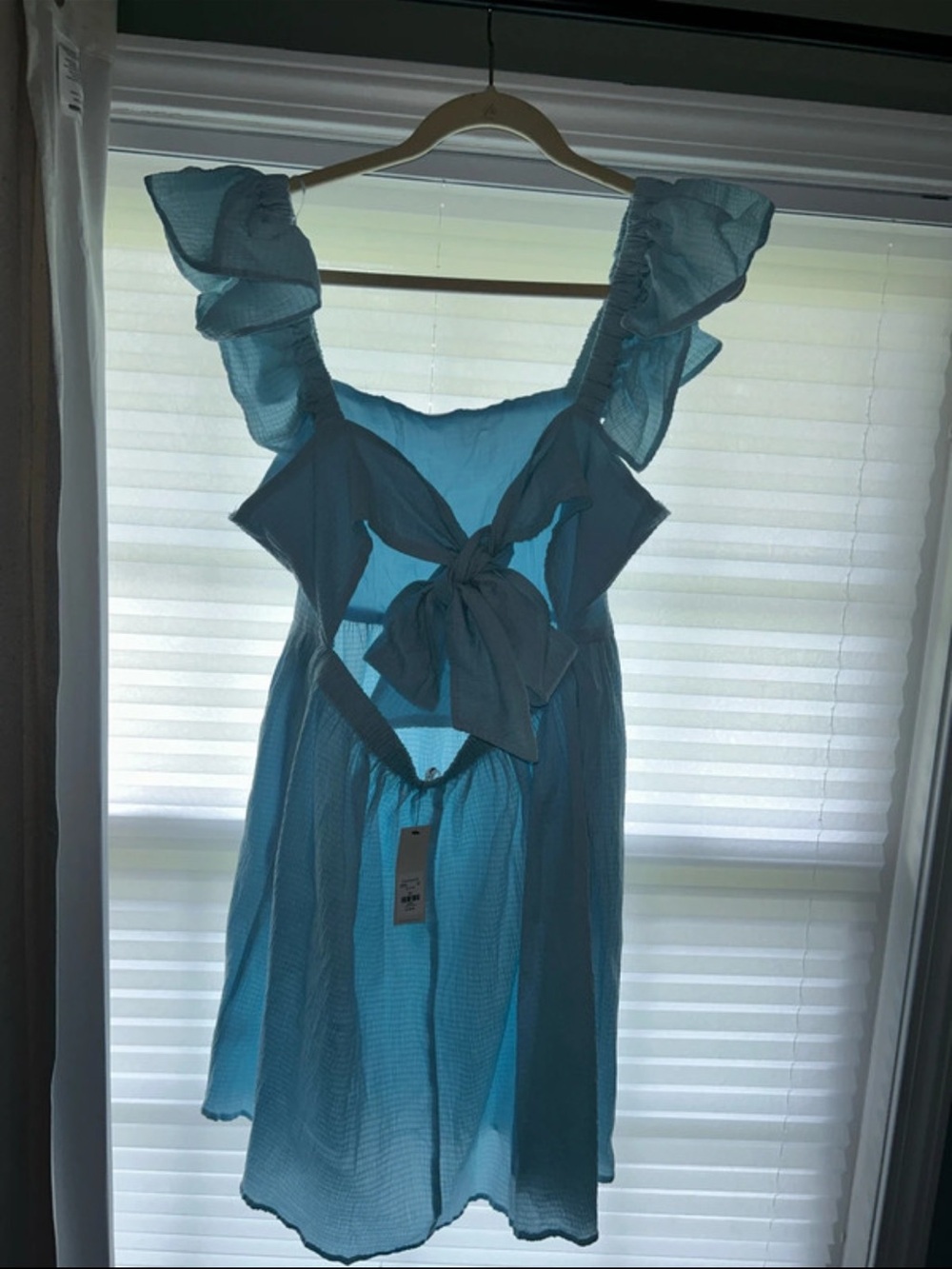Francesca's Collections Light Blue Ruffle Strap Mini Dress - Picture 2 of 3